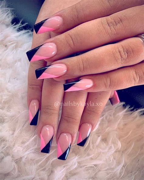 black nails with pink|dusty pink and black nails.